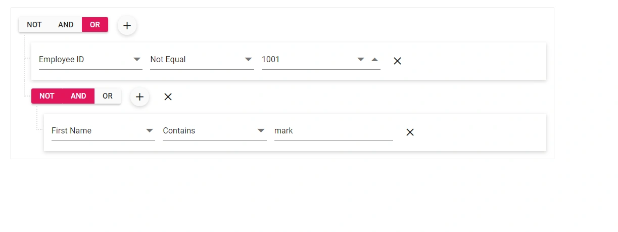Displaying Not Operator in Blazor QueryBuilder