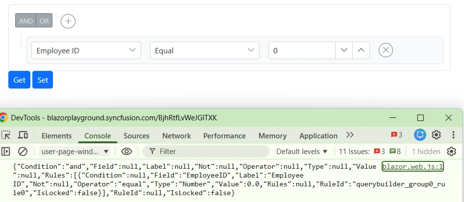 Blazor Query Builder with a data Binding