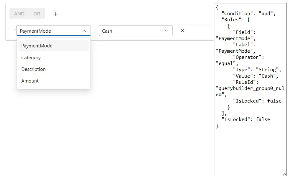 Blazor Query Builder with a column template