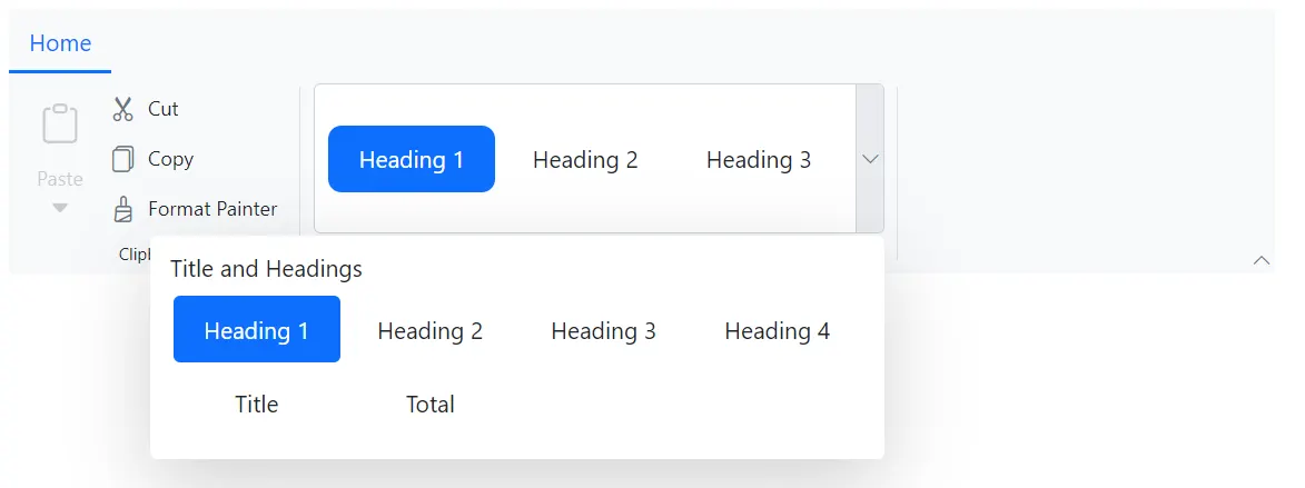 Ribbon Gallery Item Dimensions
