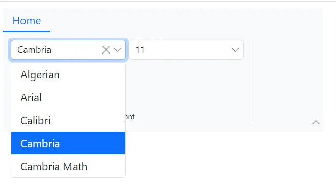 Ribbon Combobox Item