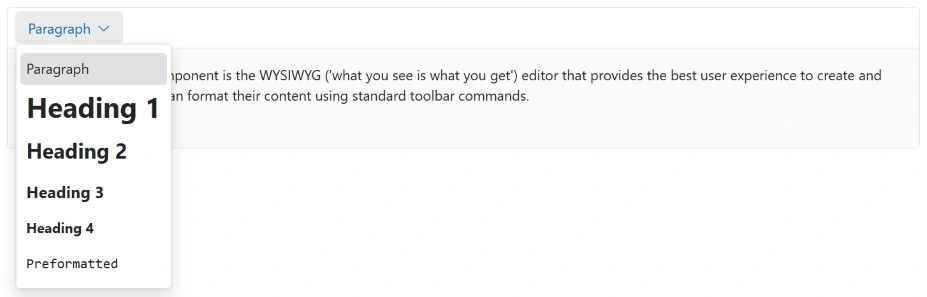 Blazor RichTextEditor with built-in format