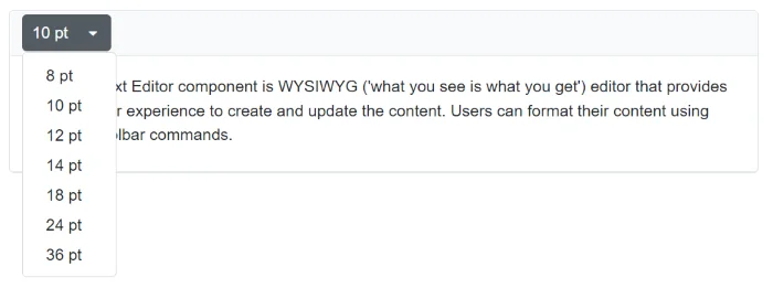 Blazor RichTextEditor changing built-in font size