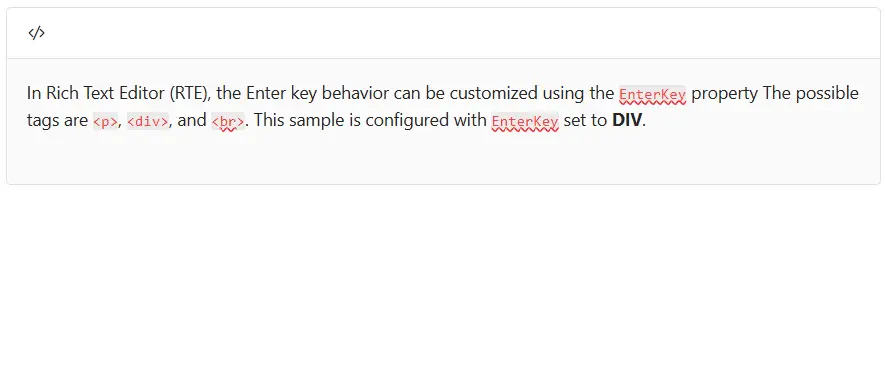 Blazor Rich Text Editor Enter key configuration