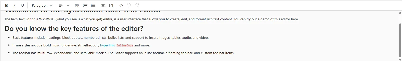 Blazor RichTextEditor floating toolbar