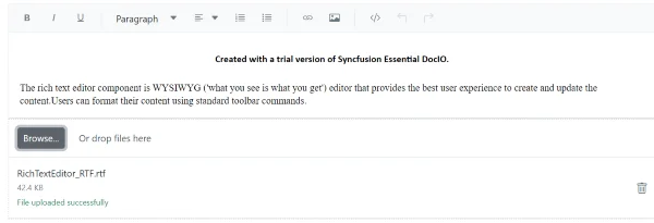 Blazor RichTextEditor import to RTF file
