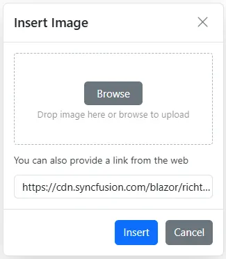 Blazor RichTextEditor inserting image