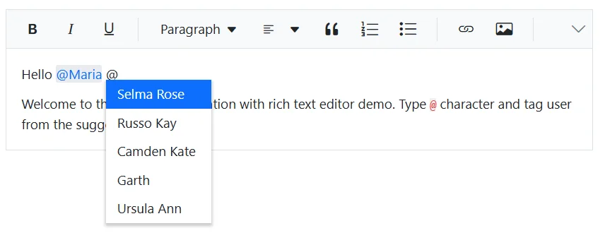 Blazor RichTextEditor mention minimum length