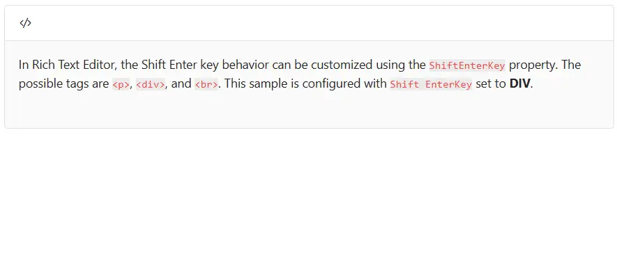 Blazor Rich Text Editor Shift+Enter key configuration
