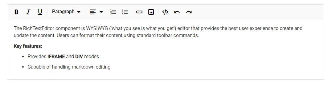 Blazor RichTextEditor undo/redo operation