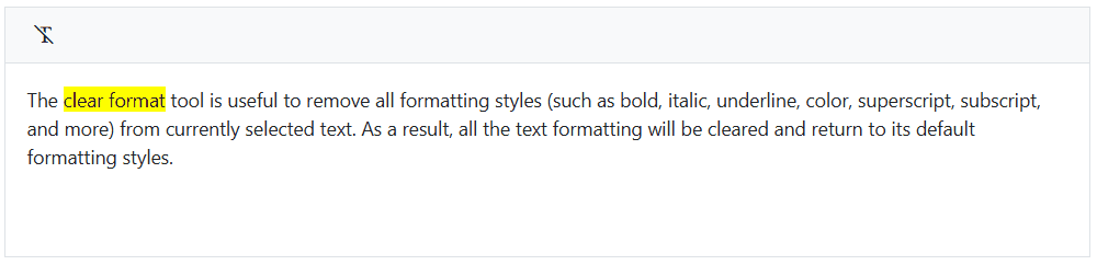 Blazor RichTextEditor with Clear Format