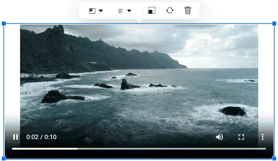 Blazor RichTextEditor video quick toolbar