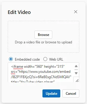 Blazor RichTextEditor embed video replace