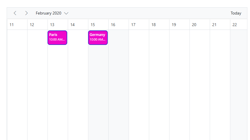 Appointments in timeline Month view