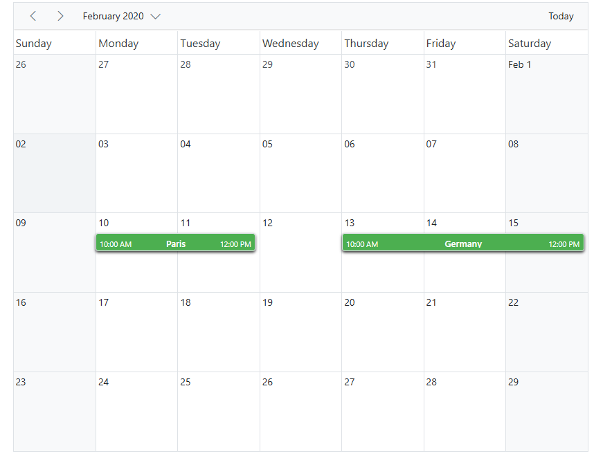 Appointments in month view