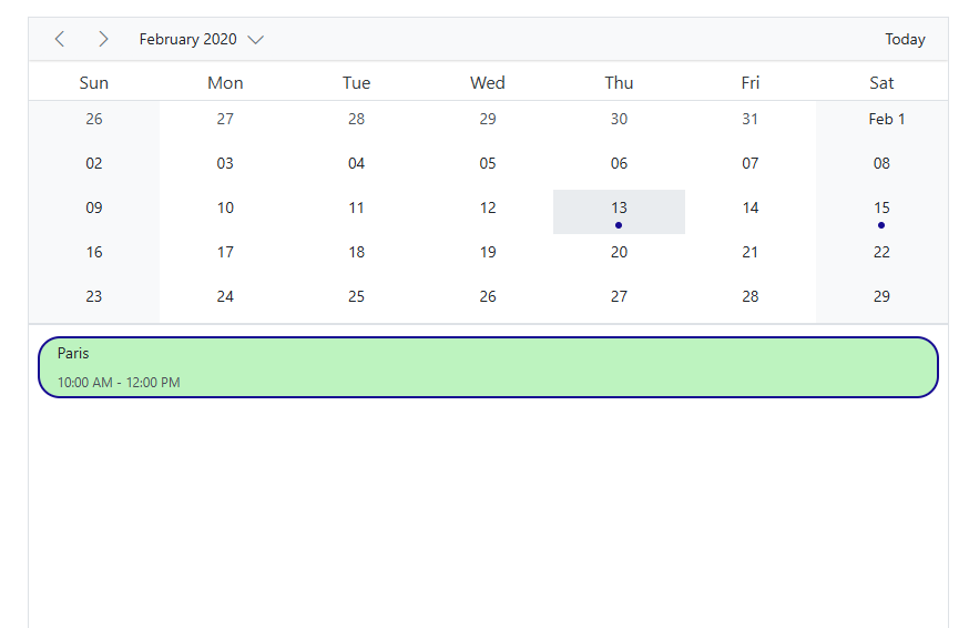 Appointments in month agenda view