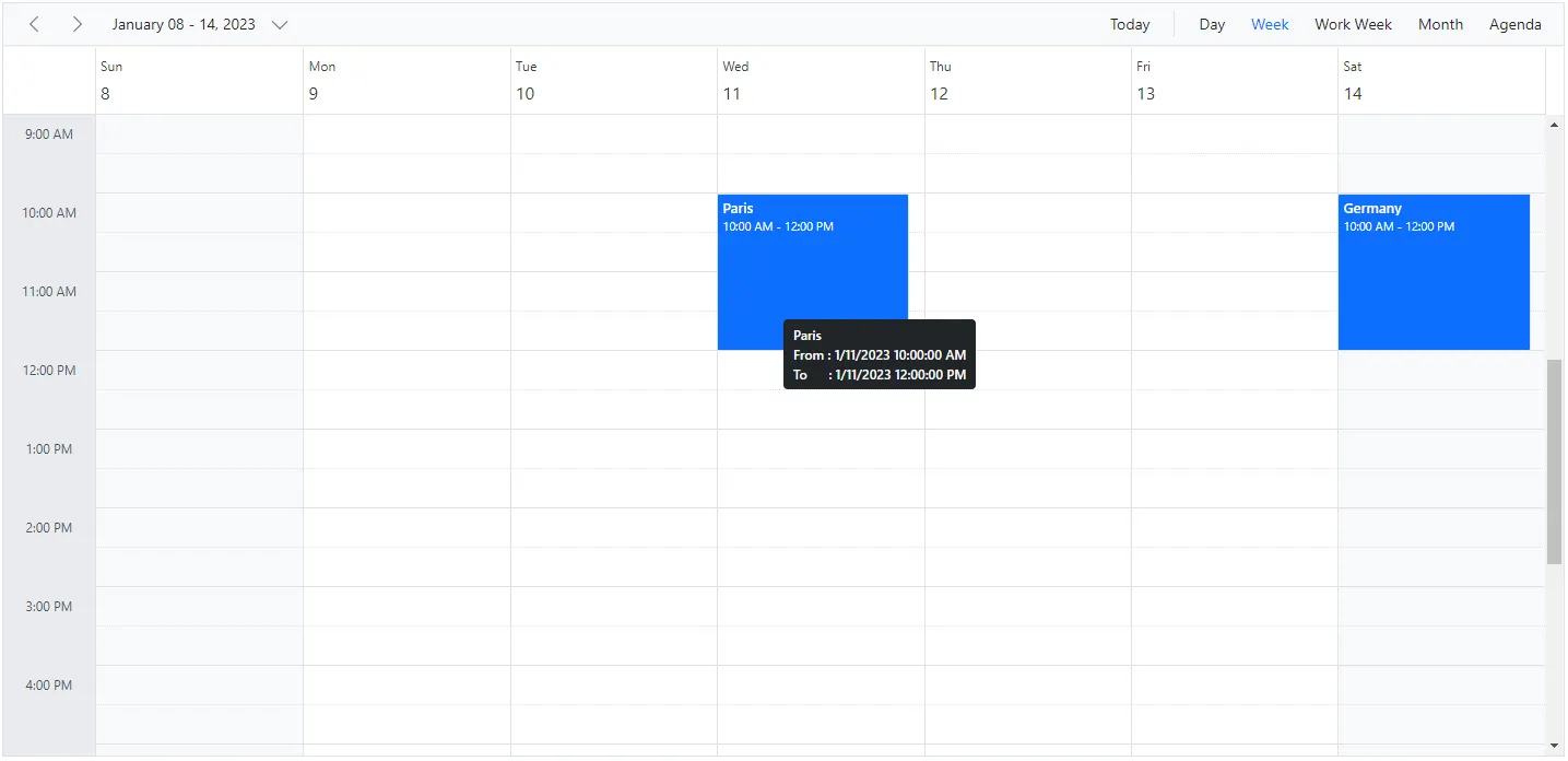 Tooltip in Blazor Scheduler