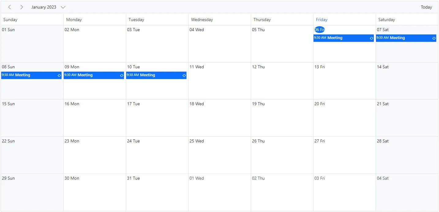 Customizing Cell Header in Blazor Scheduler