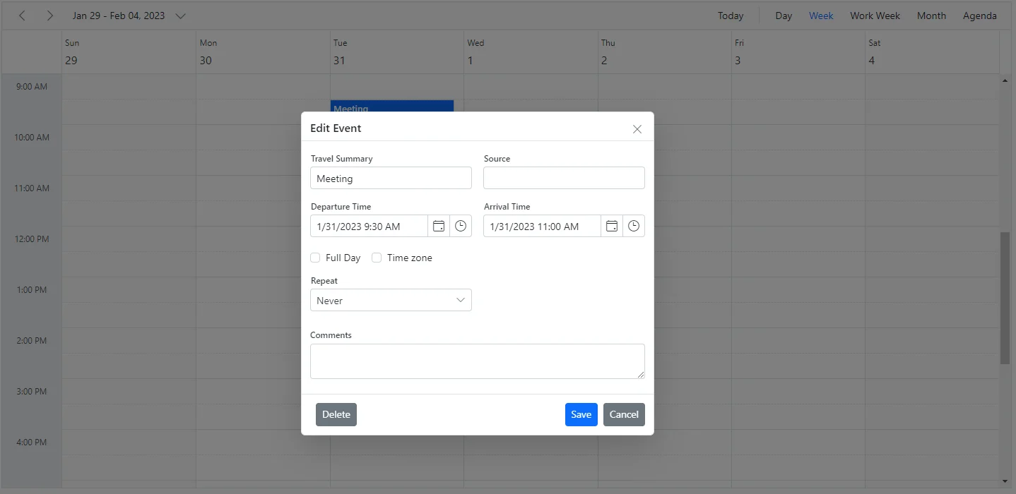 Editor Window with Custom Label in Blazor Scheduler
