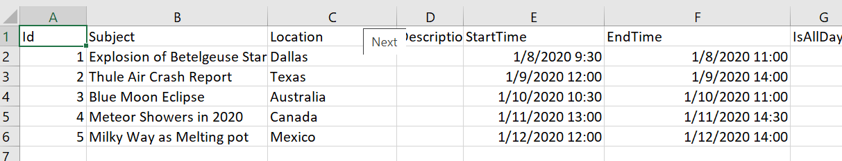 Excel Exporting with Date Format in Blazor Scheduler
