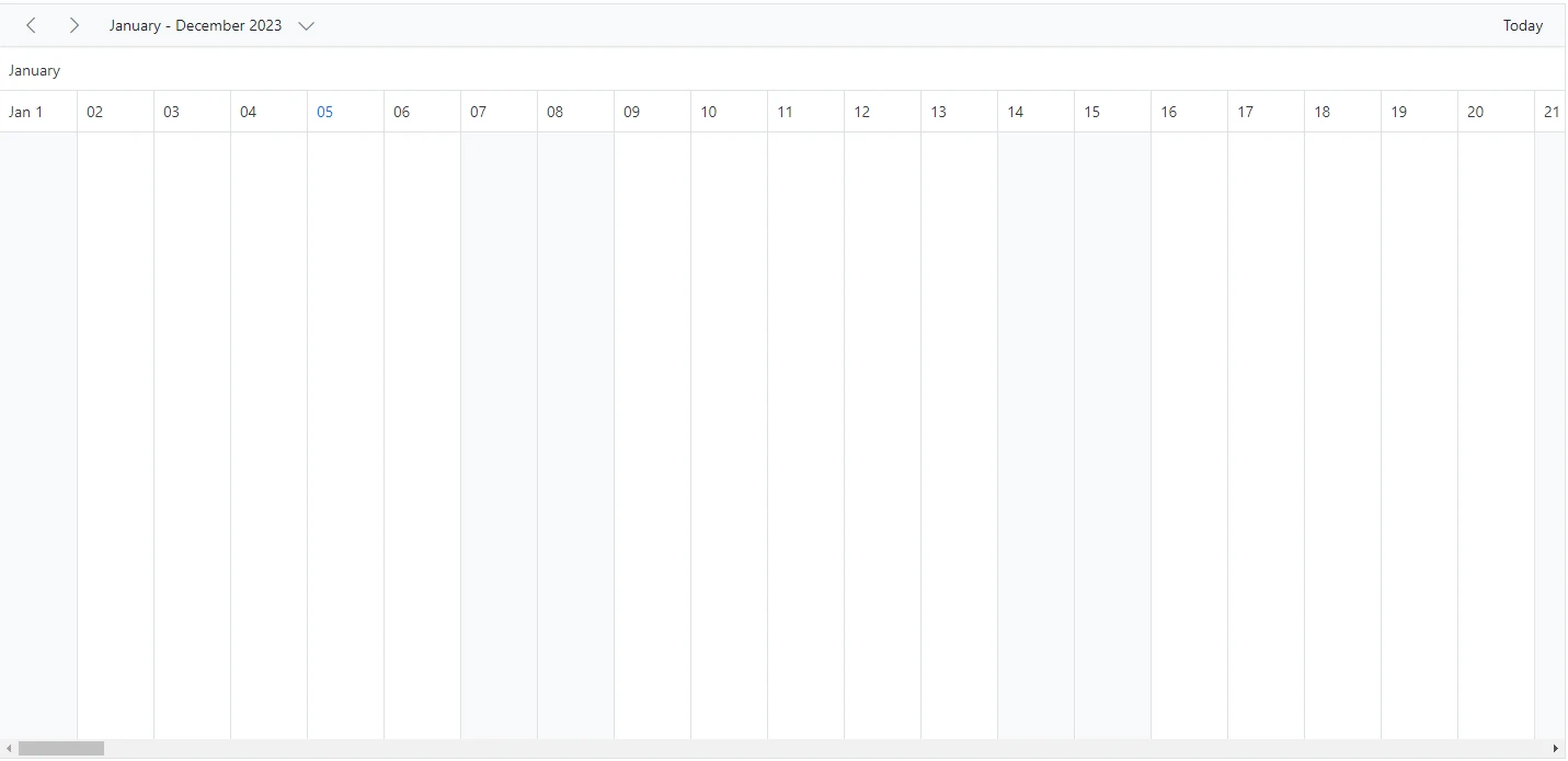 Display dates of a complete year in Blazor Scheduler timeline views