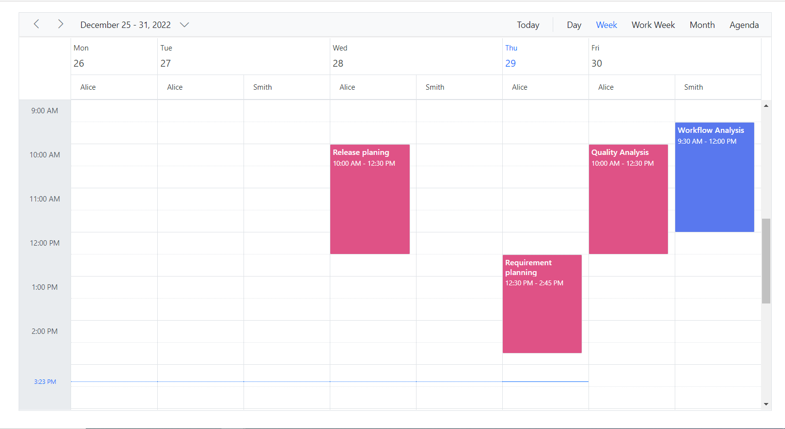Hide non-working days when grouped by date in Blazor Scheduler