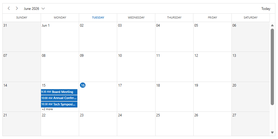 Blazor Scheduler with MaxEventsPerRow