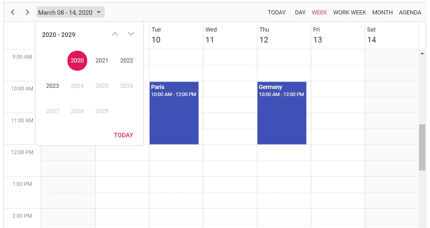 Setting Minimum and Maximum Date in Blazor Scheduler
