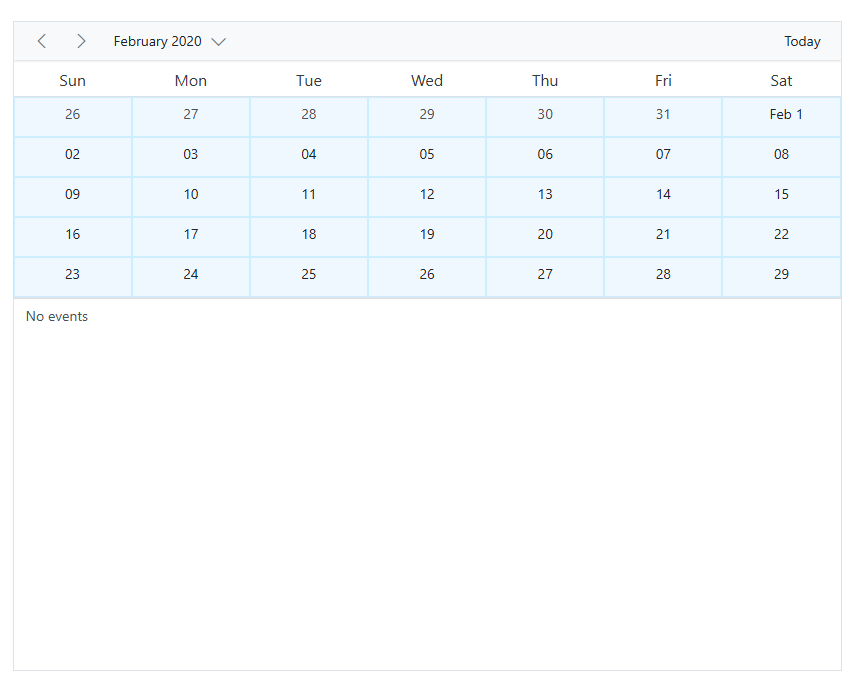 Work cells in month agenda view