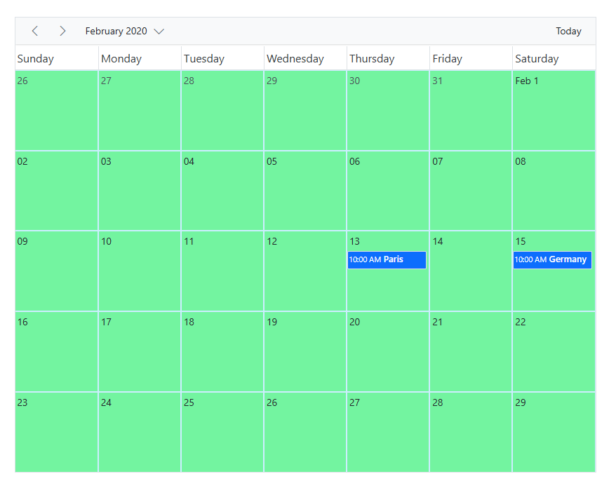 Work cells in month view