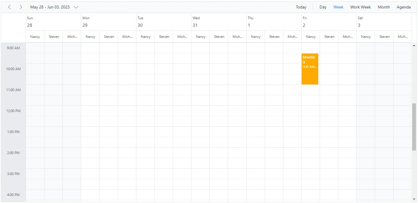 Grouping Resources by Date in Blazor Scheduler