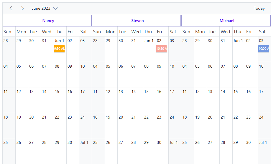 Resource cells in month view