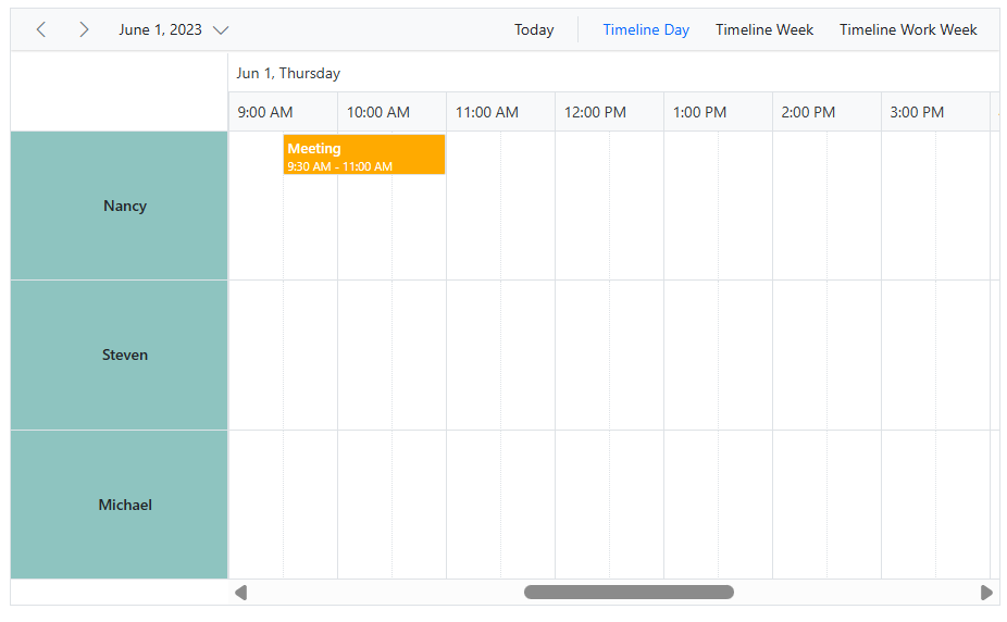 Resource cells in timeline view