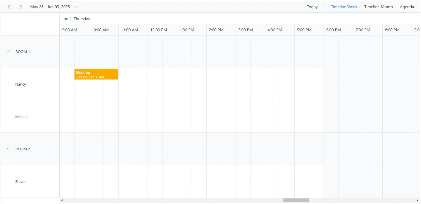 Timeline Resource view in Blazor Scheduler