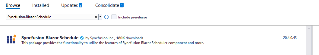Searching Blazor Scheduler NuGet Package