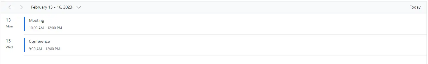 Displaying Agenda View in Blazor Scheduler
