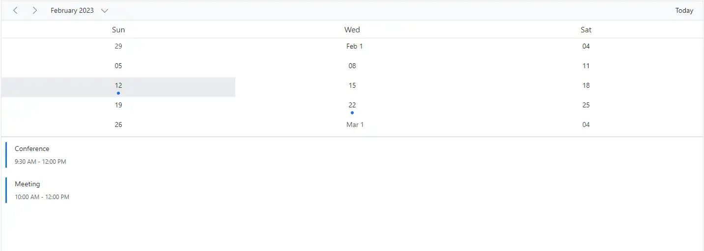 Displaying Month agenda View in Blazor Scheduler