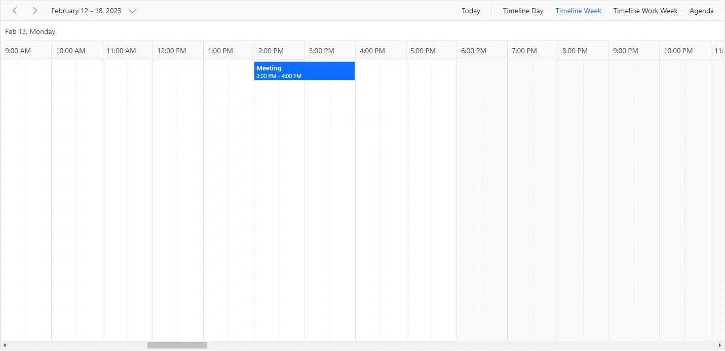 Displaying Timeline Week View in Blazor Scheduler