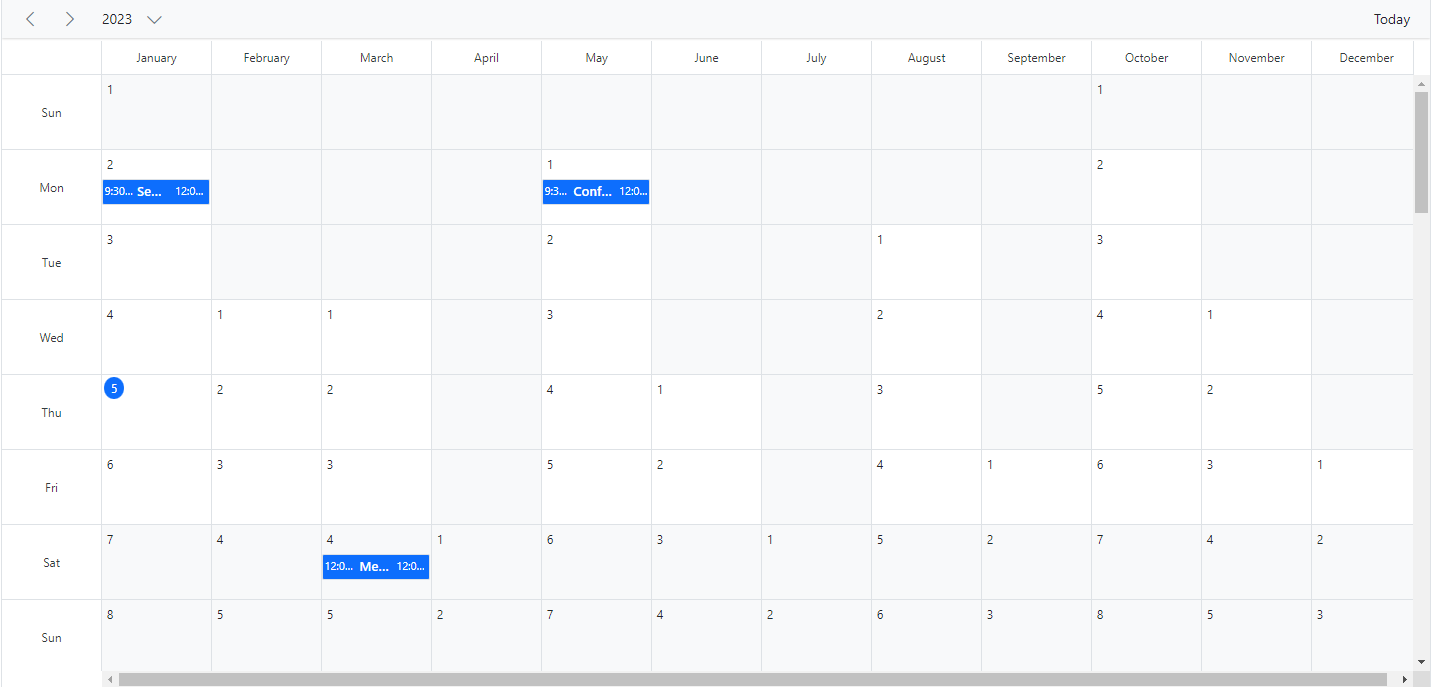 Displaying Timeline Year View in Blazor Scheduler