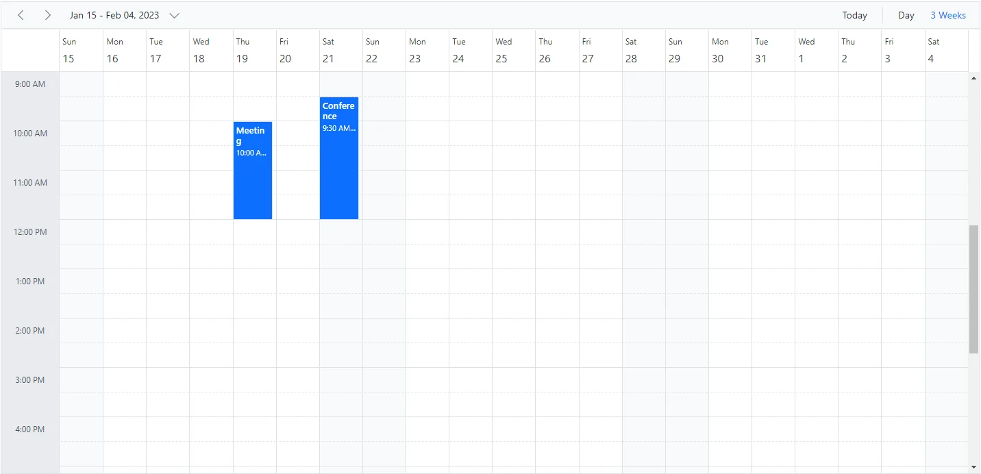 Displaying Week View in Blazor Scheduler