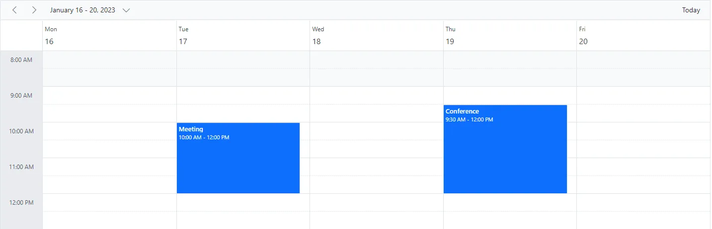 Displaying Work week View in Blazor Scheduler