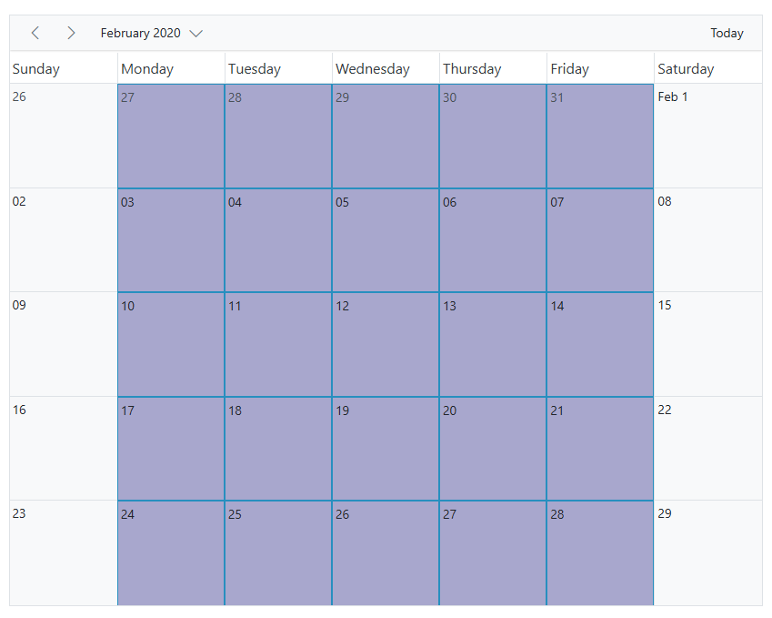 Work day cells in month view