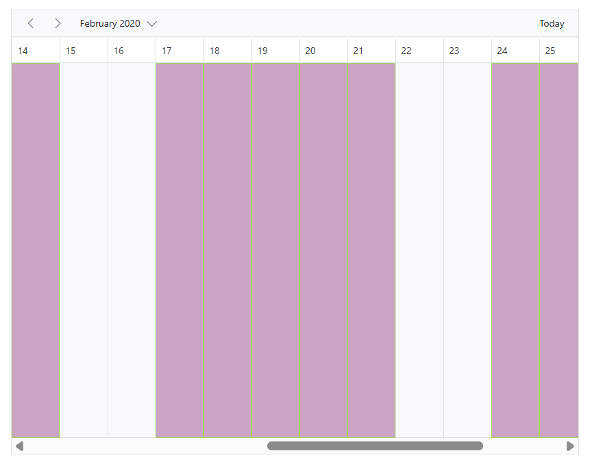 Work day cells in timeline month view
