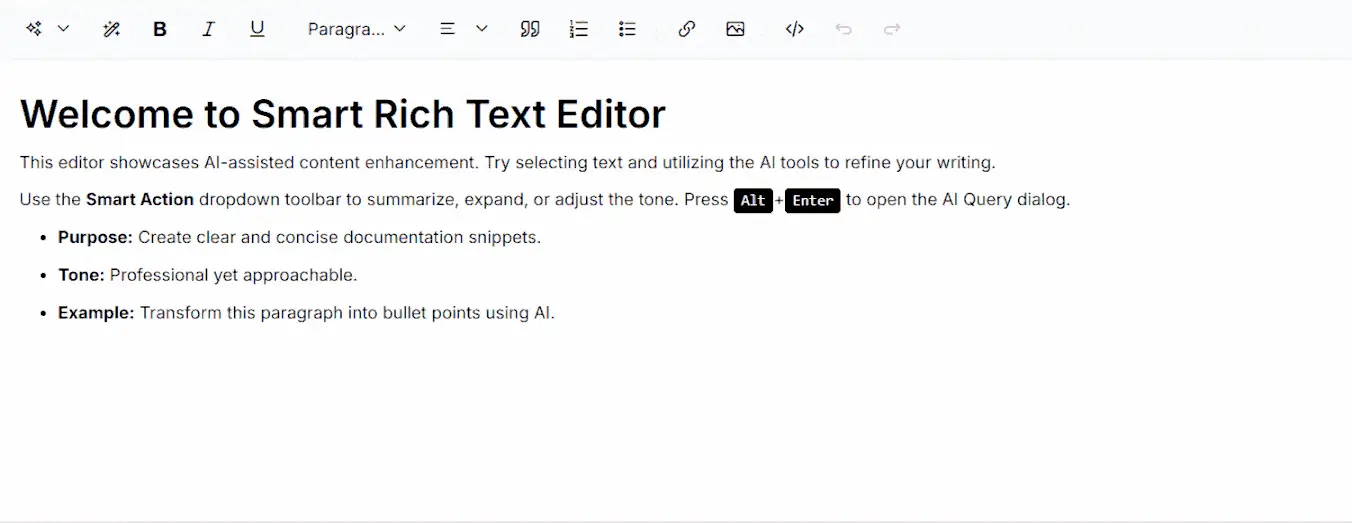 Blazor Smart Rich Text Editor - Output