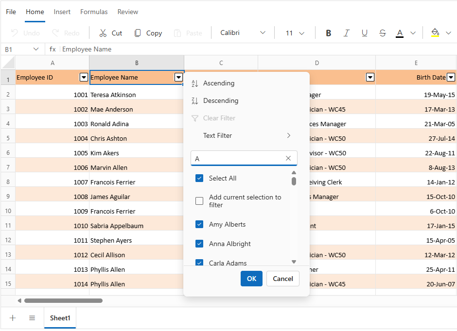 Add current selection UI