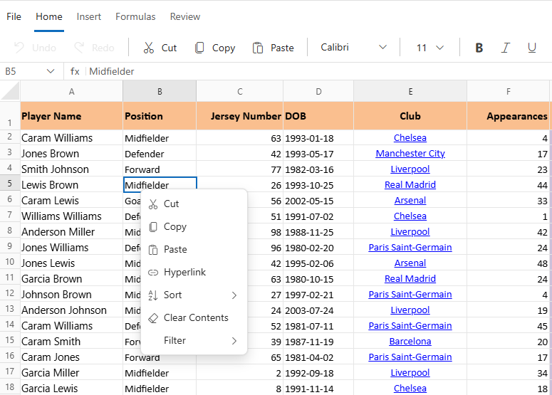 Paste - Context Menu
