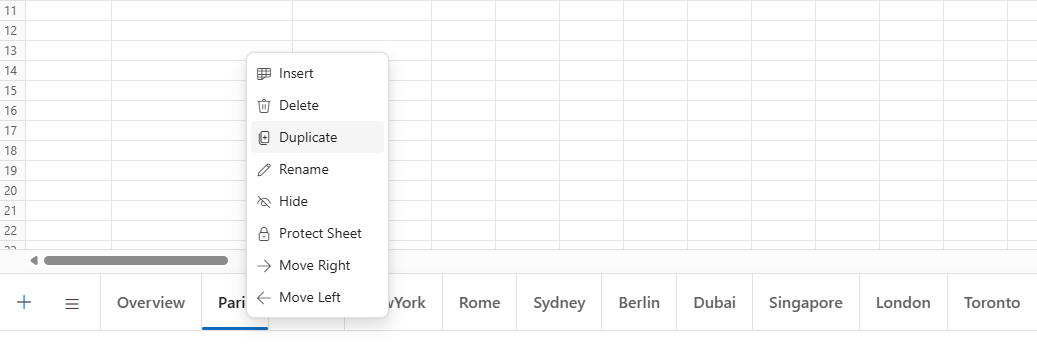 Duplicate sheet option