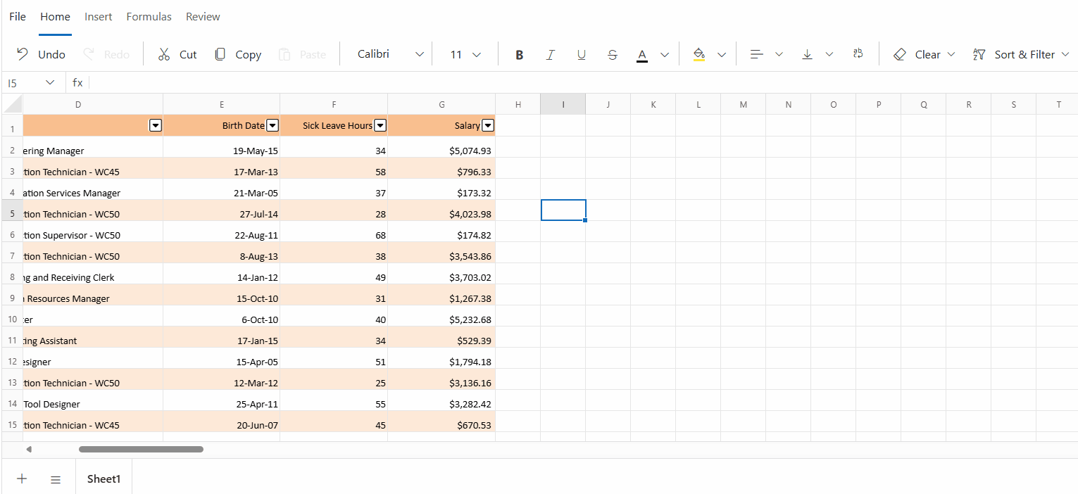 Formulas Intellisense