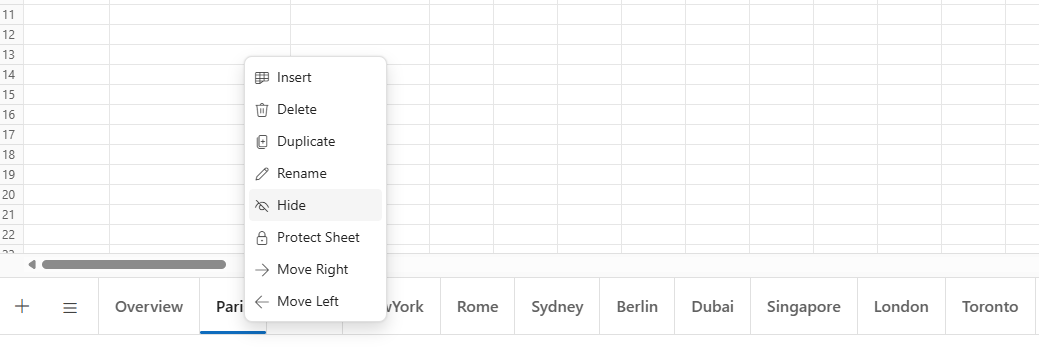 Hide sheet option