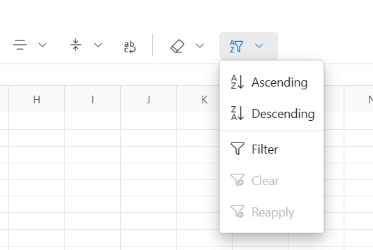 Sort option via Ribbon